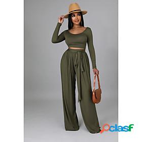 Womens Basic Streetwear Plain Casual Vacation Two Piece Set