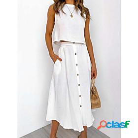 Womens Basic Streetwear Plain Casual Vacation Two Piece Set