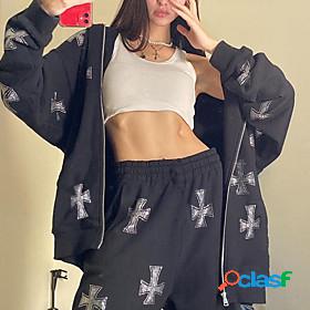 Womens Basic Streetwear Print Sports Outdoor Casual Two