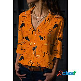 Womens Blouse Shirt Animal V Neck Print Basic Halloween Tops