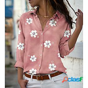 Womens Blouse Shirt Floral Theme Floral Graphic Daisy Shirt