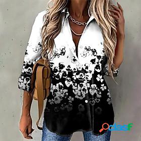 Womens Blouse Shirt Floral Theme Floral Graphic Shirt Collar
