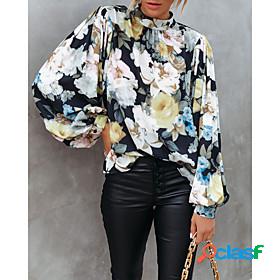 Womens Blouse Shirt Floral Theme Floral Round Neck Print