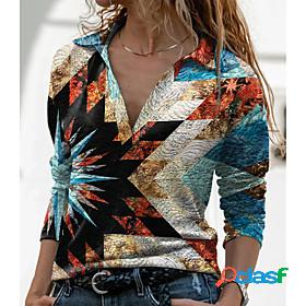 Womens Blouse Shirt Geometric Painting Graphic Geometric