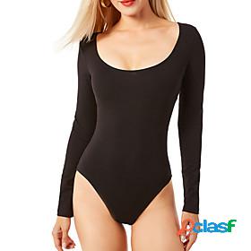 Womens Bodysuit Solid Color High Waist Casual Daily Round