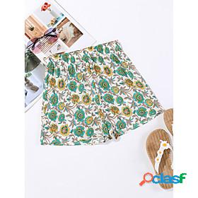 Womens Boho Print Shorts Short Pants Inelastic Holiday Beach