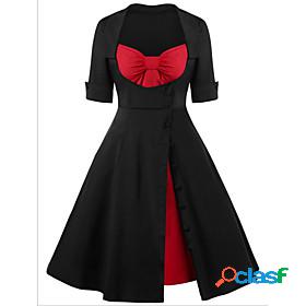 Womens Boho Swing Dress - Solid Colored Black S M