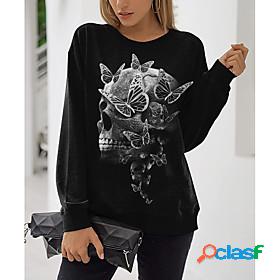 Women's Butterfly Skull Sweatshirt Pullover Print 3D Print