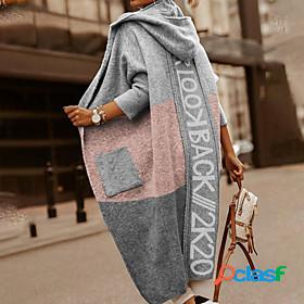 Womens Cardigan Color Block Knitted Stylish Long Sleeve