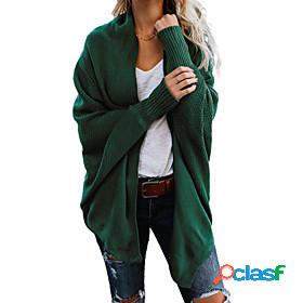 Womens Cardigan Solid Color Knitted Basic Casual St.