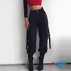 Womens Cargo Hip-Hop Pocket Elastic Waist Jogger Tactical