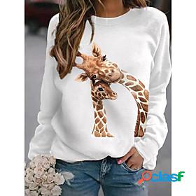 Womens Cartoon Graphic Giraffe Hoodie Sweatshirt Print Other