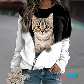 Women's Cat 3D Sweatshirt Pullover Print 3D Print Casual