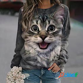 Womens Cat 3D Sweatshirt Pullover Print 3D Print Daily