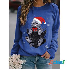 Womens Cat 3D Sweatshirt Pullover Print Christmas Christmas