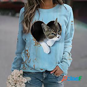 Womens Cat Heart 3D Sweatshirt Pullover Print 3D Print