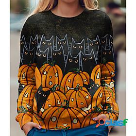Womens Cat Pumpkin Sweatshirt Pullover Print 3D Print