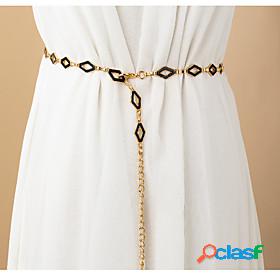 Women's Chain Gold Black Street Daily Dress Belt Solid