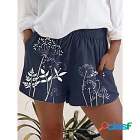 Women's Chino Patchwork Print Shorts Short Pants Floral High