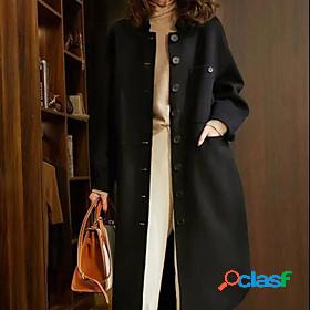 Womens Coat Fall Winter Daily Long Coat Warm Regular Fit