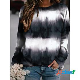 Womens Color Block Tie Dye Pullover Sweatshirt Print 3D