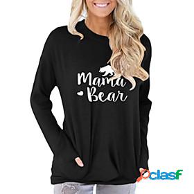 Womens Daily T-shirt - Letter Black