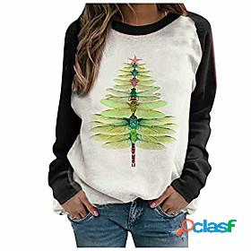 Womens Dragonfly Christmas Tree Print Sweatshirt, Jumpers