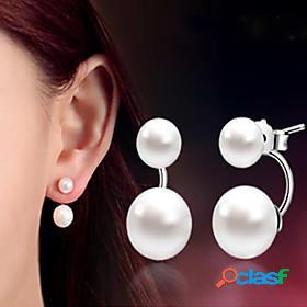 Womens Earrings Pearl Music Notes Classic Platinum Plated