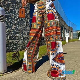 Women's Ethnic Print Culottes Wide Leg Full Length Pants