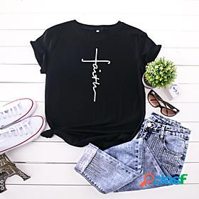 Women's Faith T shirt Graphic Text Letter Print Round Neck