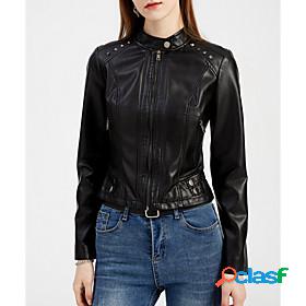 Women's Faux Leather Jacket Fall Winter Spring Street Daily