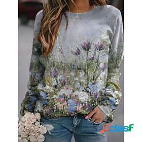 Womens Floral 3D Sweatshirt Pullover Print 3D Print Sports