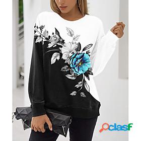 Womens Floral Color Block Sweatshirt Pullover Print 3D Print