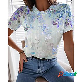 Women's Floral Theme Painting T shirt Floral Animal Print