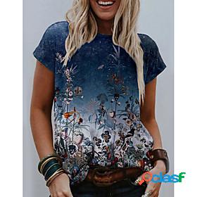 Women's Floral Theme Painting T shirt Floral Flower Print