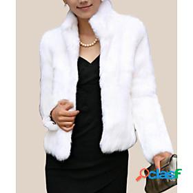 Womens Fur Coat Winter Short Coat Regular Fit Jacket Long