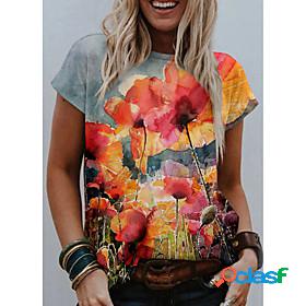 Womens Going out Floral Theme Painting T shirt Floral