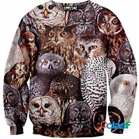 Womens Graphic 3D Owl Pullover Sweatshirt Print 3D Print