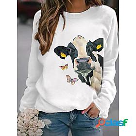 Womens Graphic Butterfly Cow Hoodie Sweatshirt Daily Basic