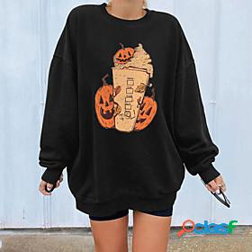 Womens Graphic Prints Skull Pumpkin Sweatshirt Pullover