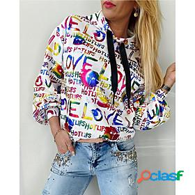 Womens Graphic Text Letter Hoodie Pullover Other Prints