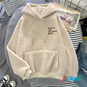 Womens Graphic Text Letter Hoodie Teddy Coat Other Prints