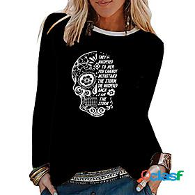 Womens Halloween T shirt Graphic Graphic Prints Skull Long