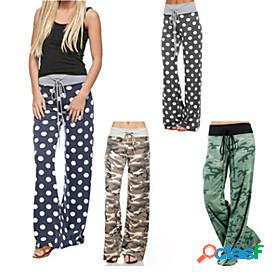 Womens High Waist Yoga Pants Drawstring Palazzo Wide Leg