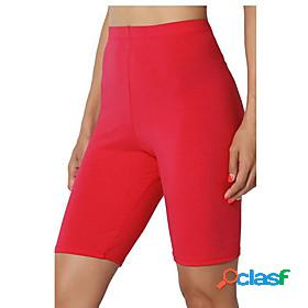 Womens High Waist Yoga Shorts Biker Shorts Elastic Waistband