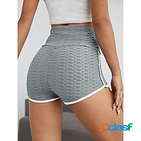 Womens High Waist Yoga Shorts with White Trim Ruched Butt