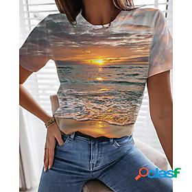 Womens Holiday 3D Printed Painting T shirt Graphic Scenery