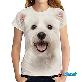 Womens Holiday 3D Printed T shirt Dog Graphic 3D Print Round