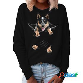 Women's Hoodie Sweatshirt Dog Graphic 3D Daily Basic Casual