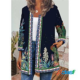 Womens Jacket Fall Daily Holiday Regular Coat Round Neck